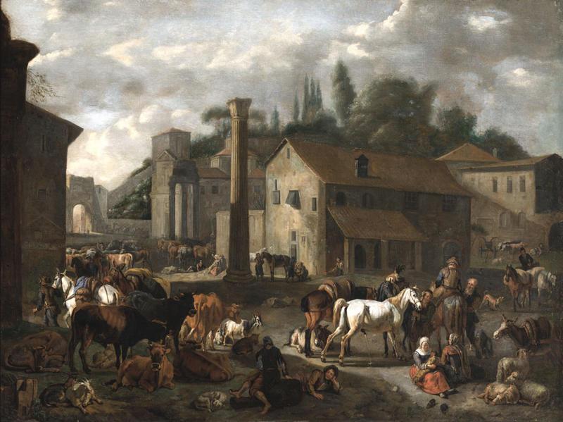 Peter van Bloemen Livestock Market oil painting picture